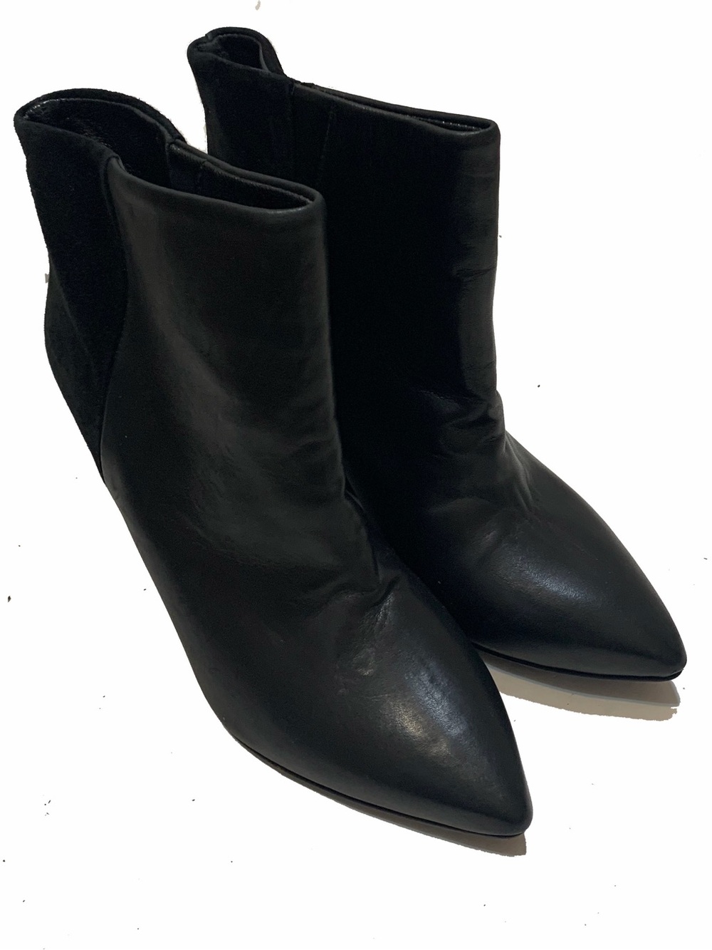 All Saints Black Leather sued wedge boots